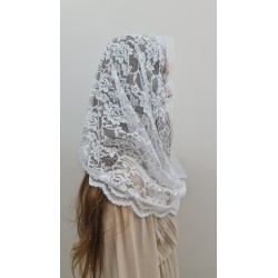 Mantylka Biała Komin Infinity – Wygodne Tradycyjne Katolickie Koronkowe Nakrycie Głowy