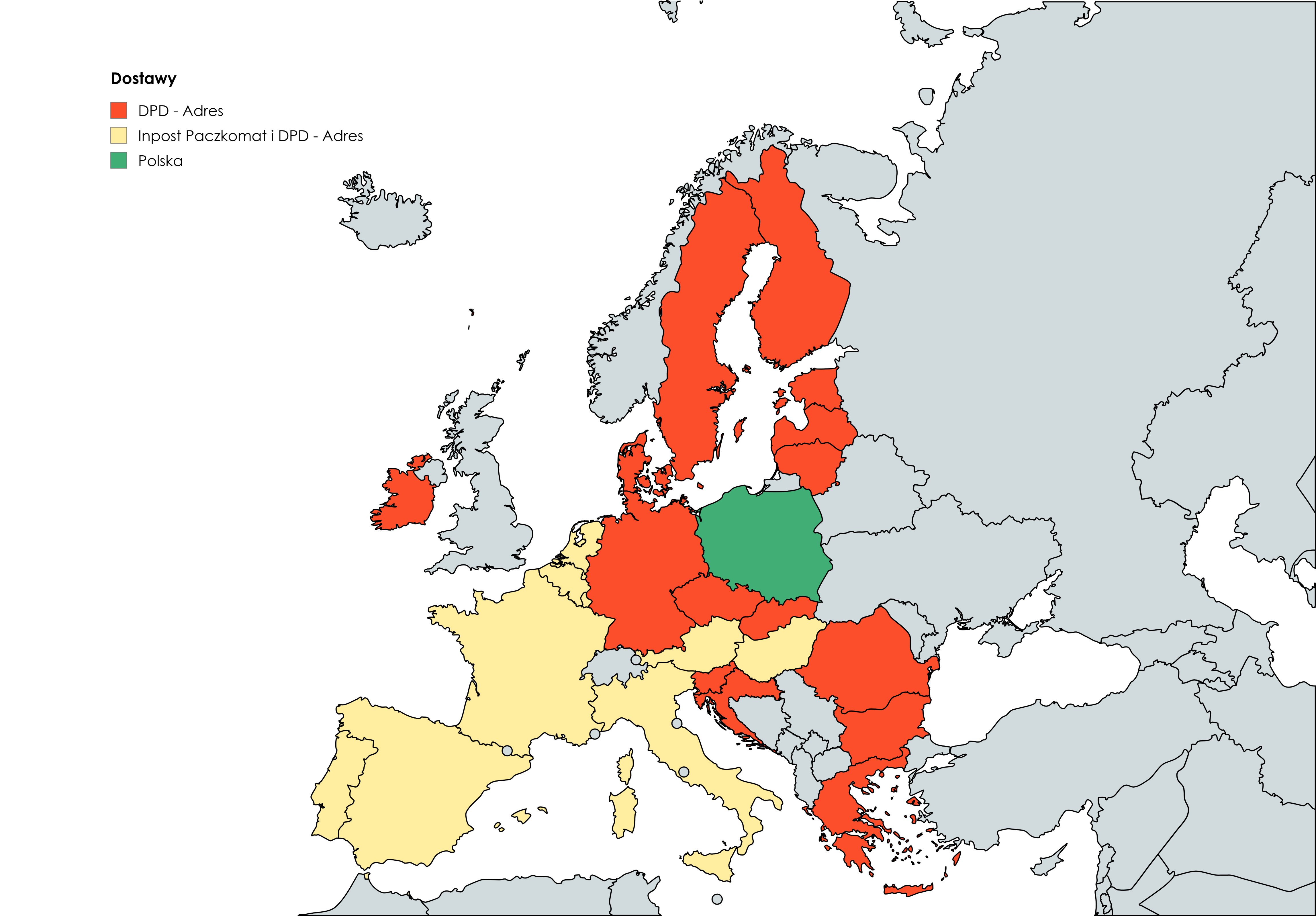 Mapa dostaw do Europy